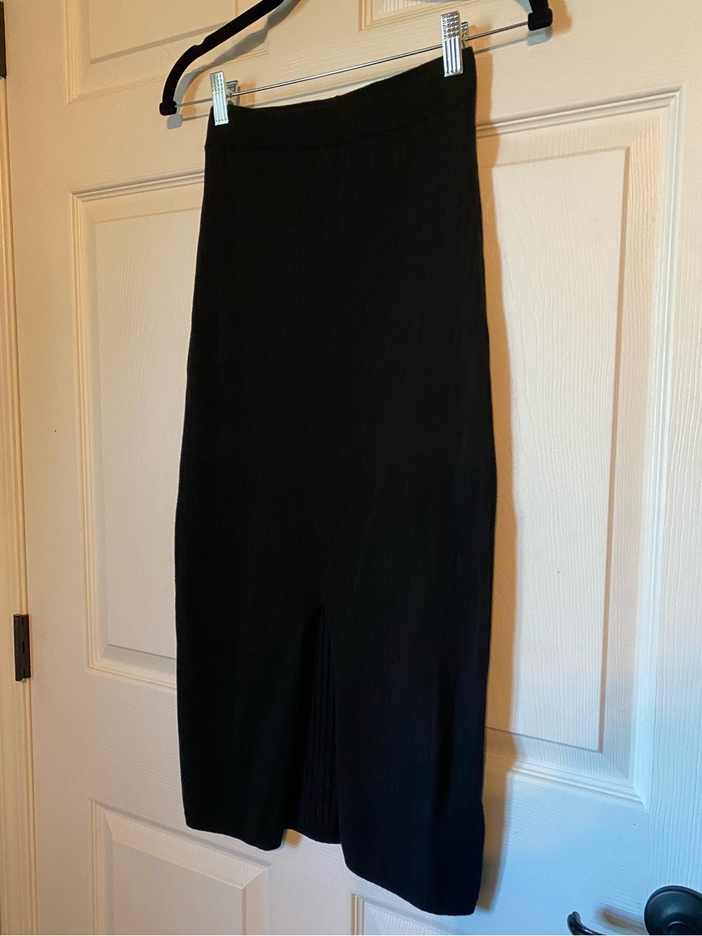 Free People Black Midi Ribbed Pencil Skirt